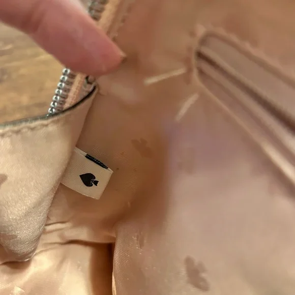 Small Kate Spade White and Pink Satchel with Brown Accents. - Picture 8 of 15